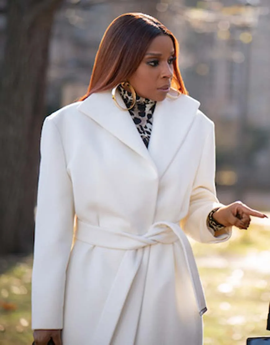 Power Book II Ghost Mary J. Blige Coat | Monet White Belted Coat