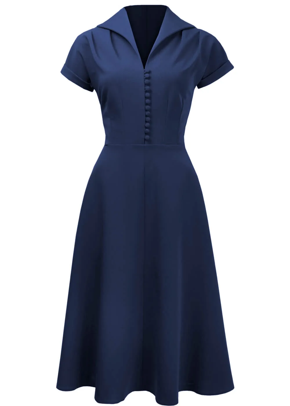 Pretty Retro Hostess 40's Swing Dress Navy