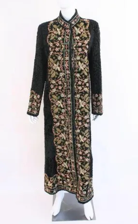 Rare OSCAR DE LA RENTA Couture 2002 Embroidered Broadtail Lamb Fur Coat