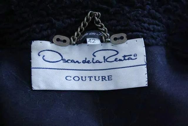 Rare OSCAR DE LA RENTA Couture 2002 Embroidered Broadtail Lamb Fur Coat