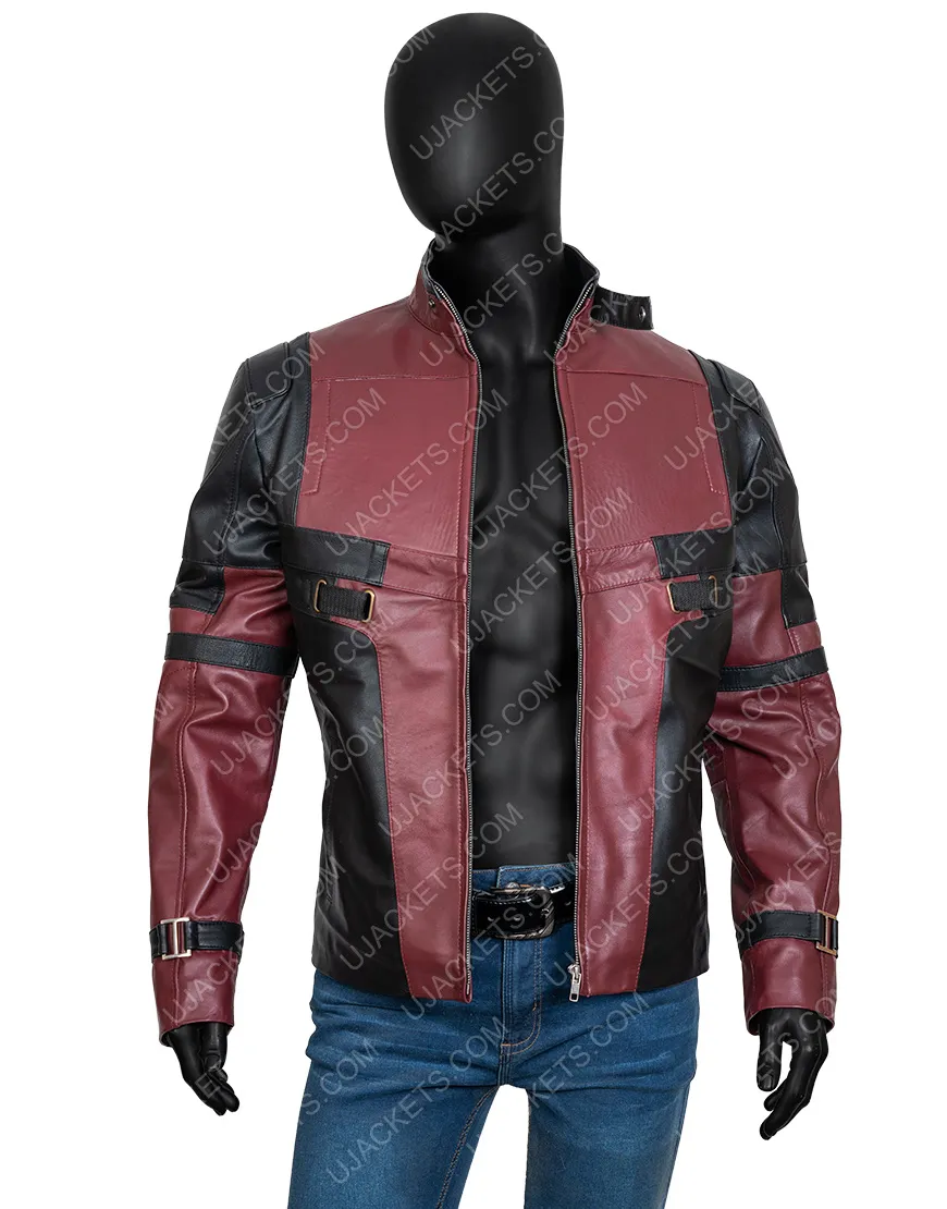 Ryan Reynolds Deadpool 2 Jacket - Red And Black Biker Jacket