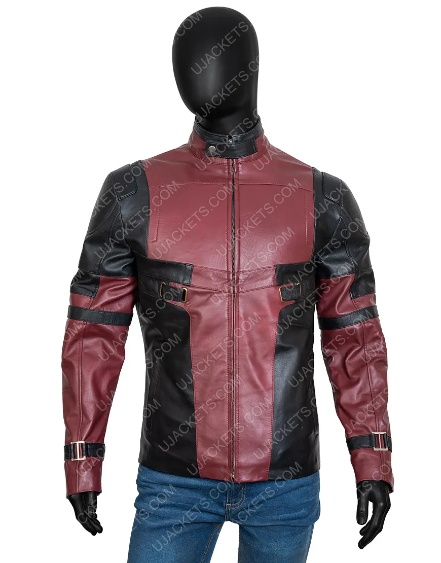 Ryan Reynolds Deadpool 2 Jacket - Red And Black Biker Jacket