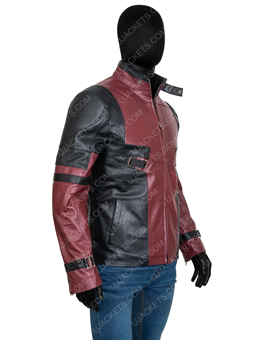 Ryan Reynolds Deadpool 2 Jacket - Red And Black Biker Jacket