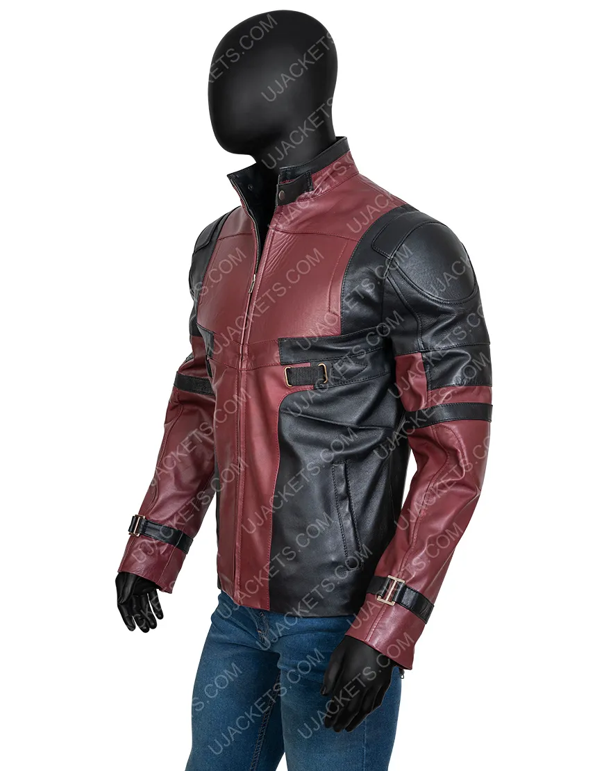 Ryan Reynolds Deadpool 2 Jacket - Red And Black Biker Jacket