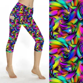 SCULPT Yoga Capri Leggings - Kaleidoscope Flutters