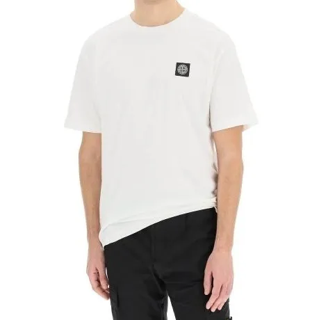 STONE ISLAND  |Crew Neck Cotton Short Sleeves Logo Crew Neck T-Shirts