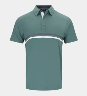 STRIPE PERFORMANCE POLO - SAGE/CHARCOAL