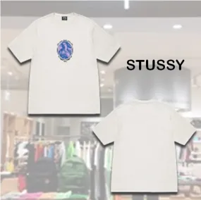 STUSSY  |Unisex Plain Cotton Short Sleeves Logo Skater Style T-Shirts