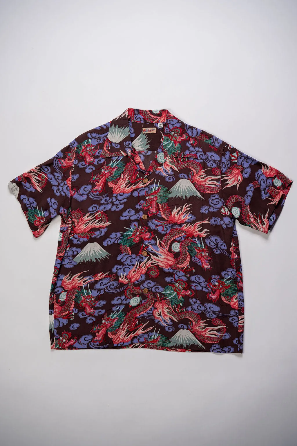 Sun Surf Rayon Hawaiian Shirt Team of Dragons - Black