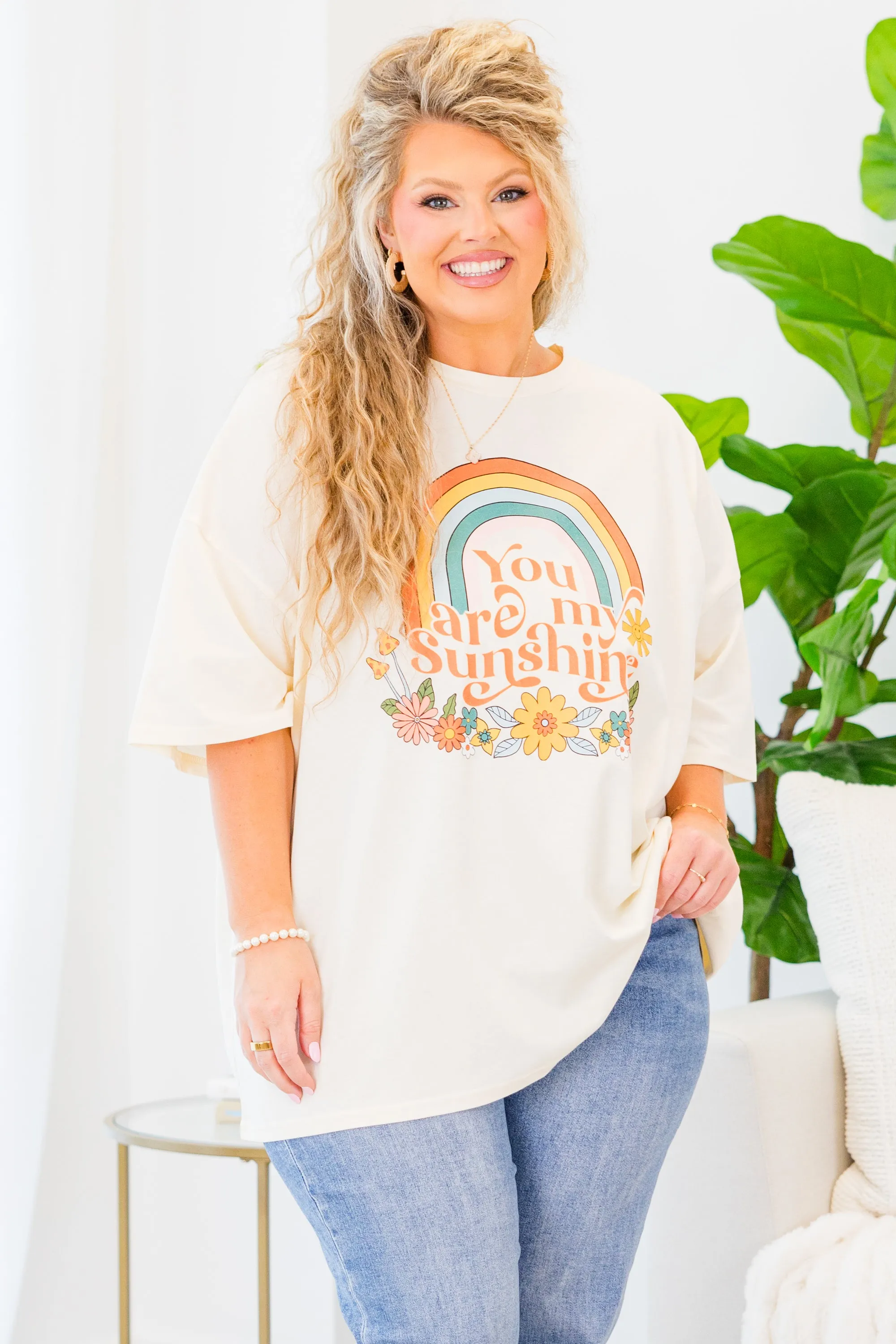 Sunshine All Around Boyfriend Tee, Ivory