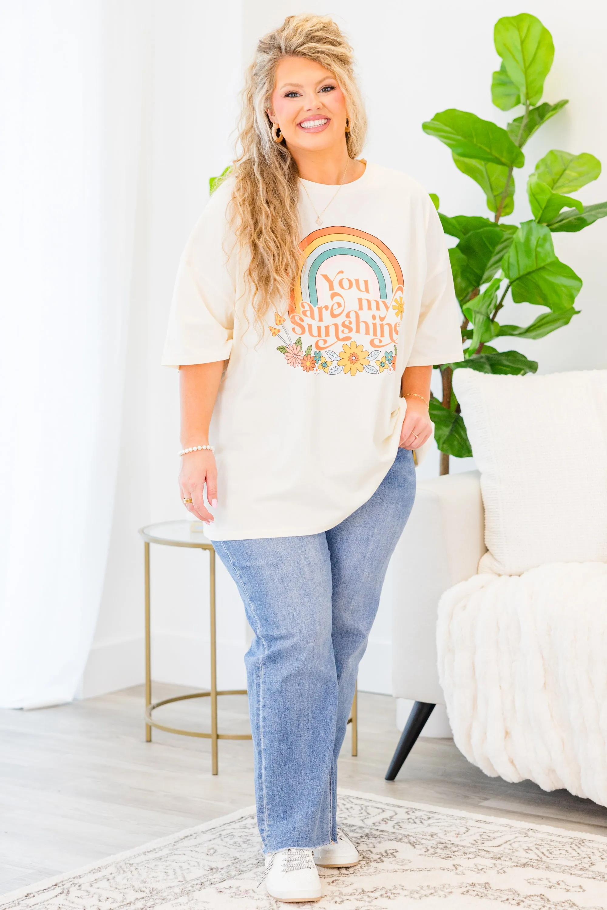 Sunshine All Around Boyfriend Tee, Ivory