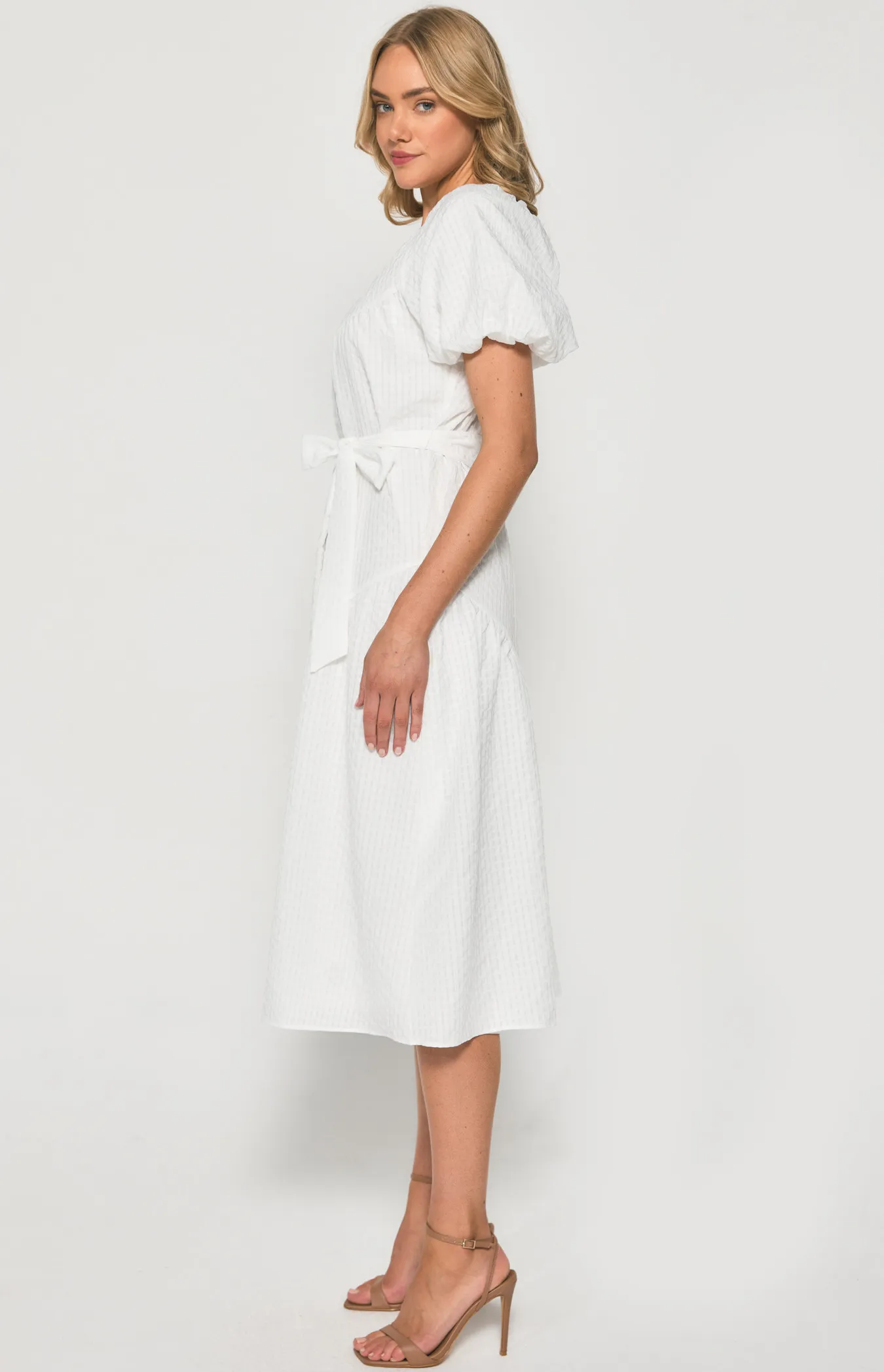 Textured One Shoulder Midi Dress with Seam Details (SDR1360A)