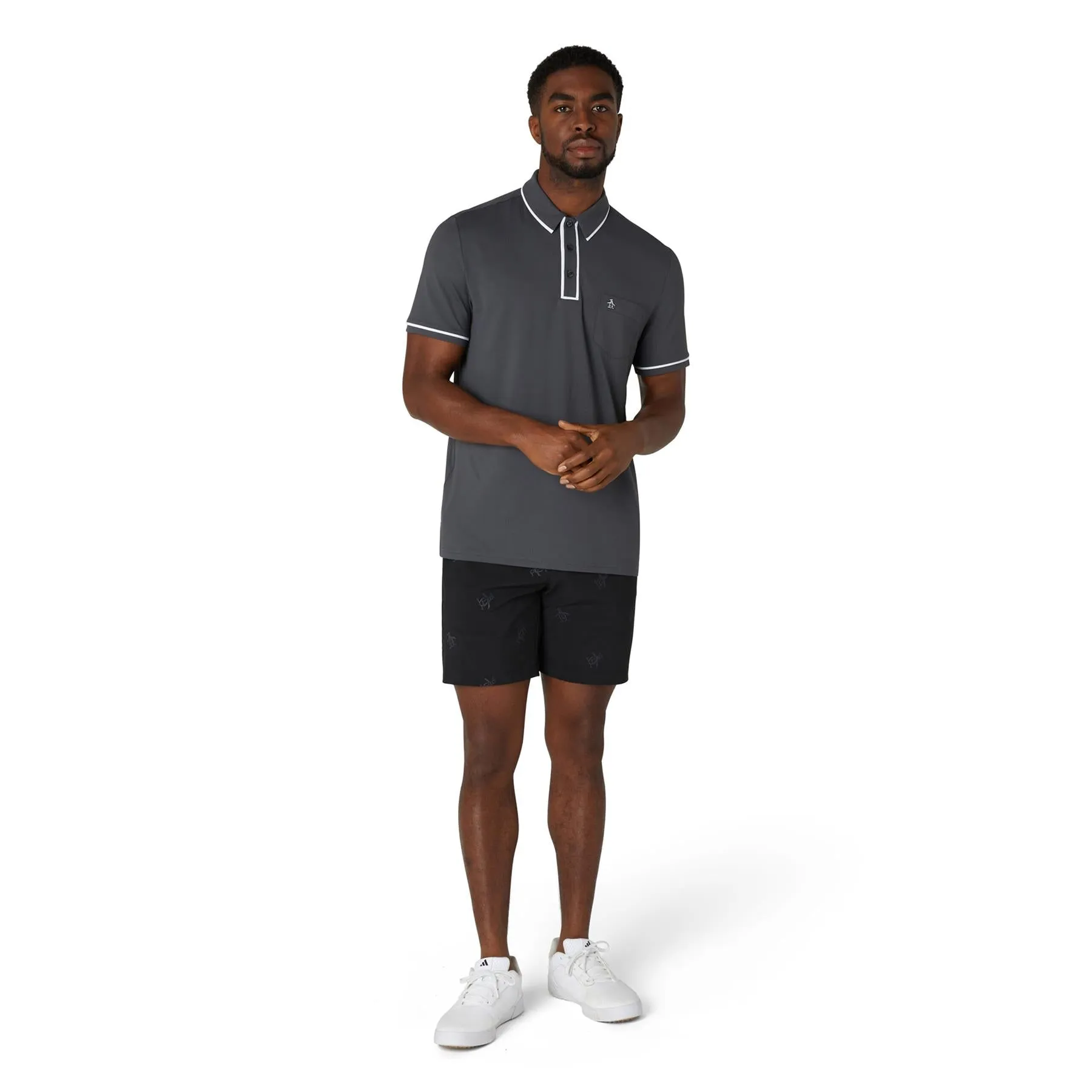 The Technical Earl Nylon Stretch Polo Asphalt Grey - SS24