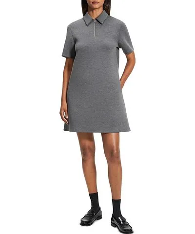 Theory Polo Collar Half Zip Mini Dress