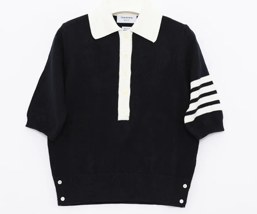 THOM BROWNE  |Stripes Street Style Cotton Short Sleeves Logo