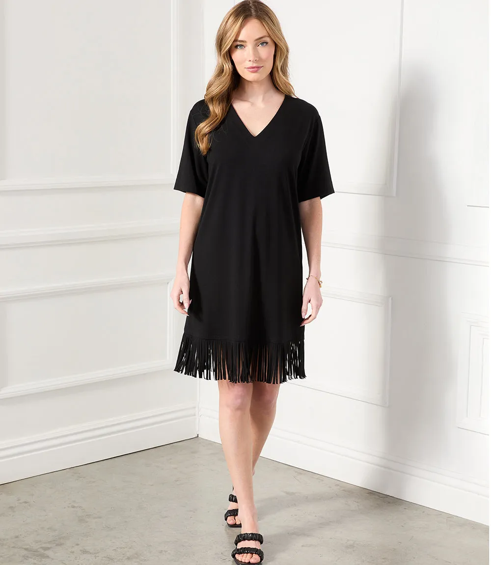 V-Neck Fringe Dress