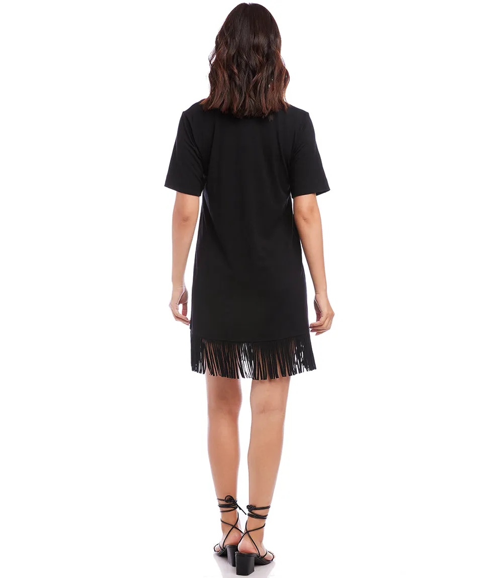 V-Neck Fringe Dress