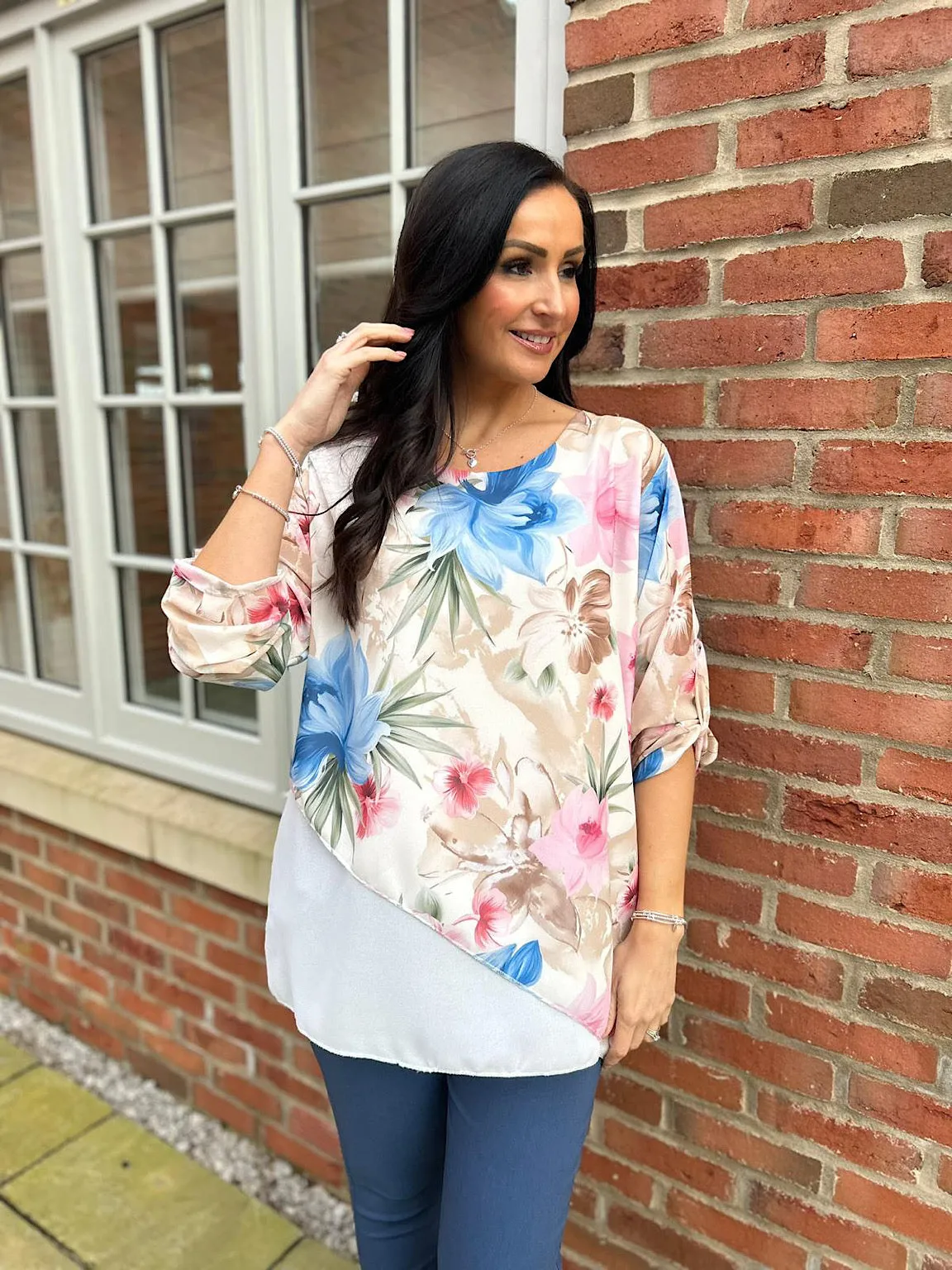 Vanilla Chiffon Layered Floral Blouse Sienna