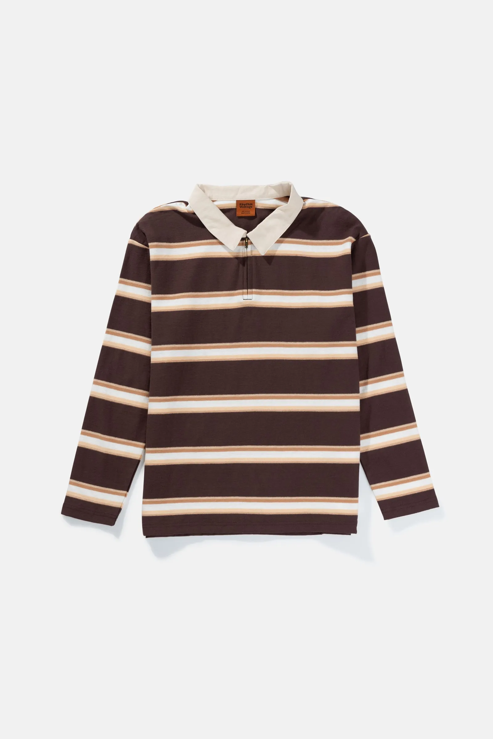 Vintage Stripe Polo Ls T Shirt Chocolate