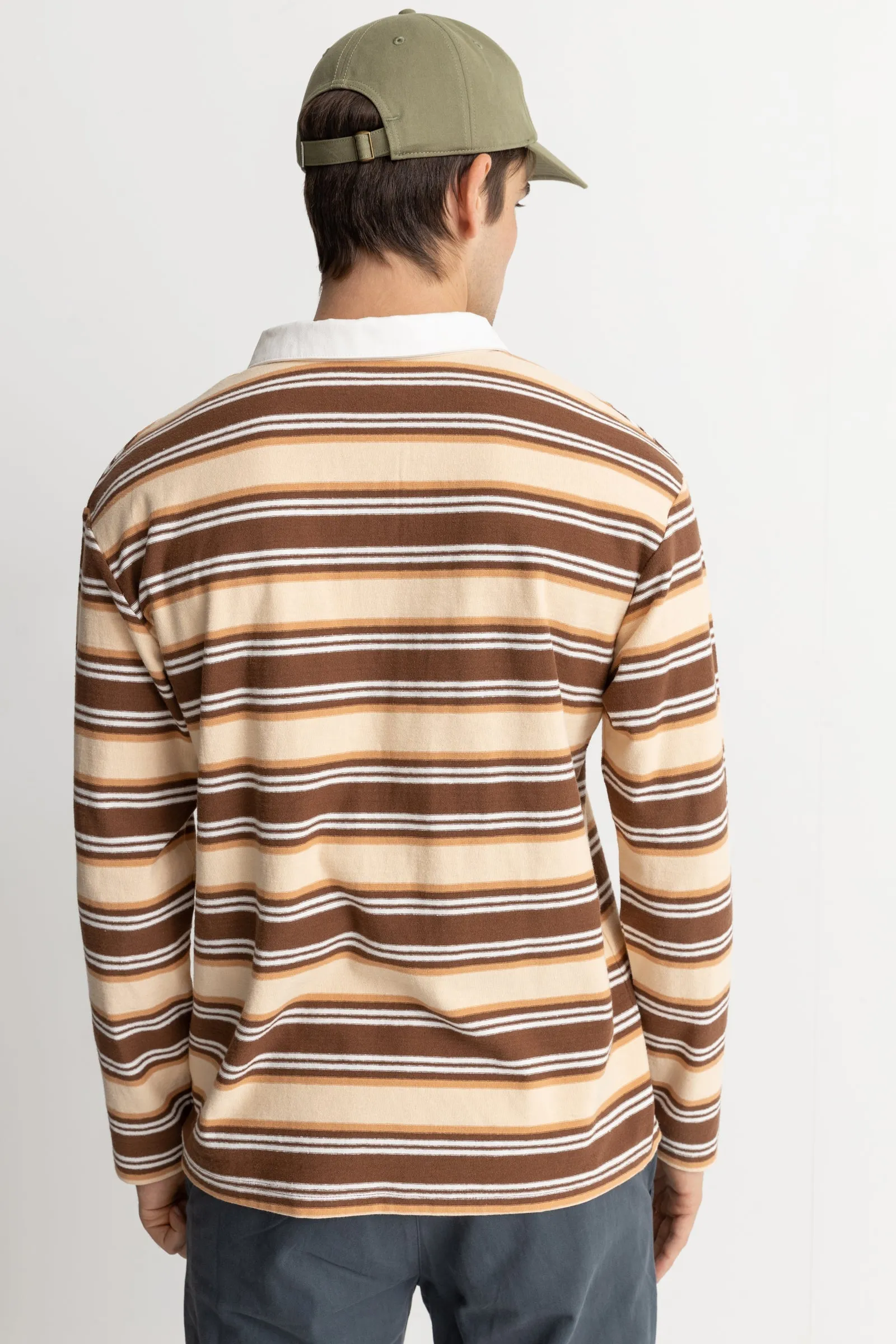 Vintage Stripe Polo Ls T-Shirt Coffee