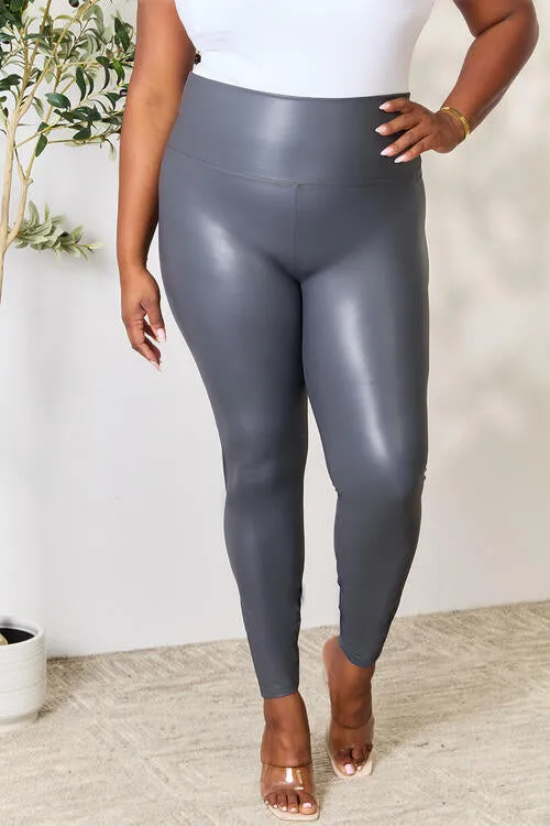 Wide Waistband High Waist Leggings in Charcoal