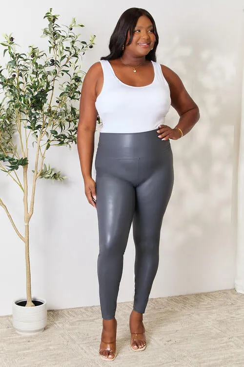 Wide Waistband High Waist Leggings in Charcoal