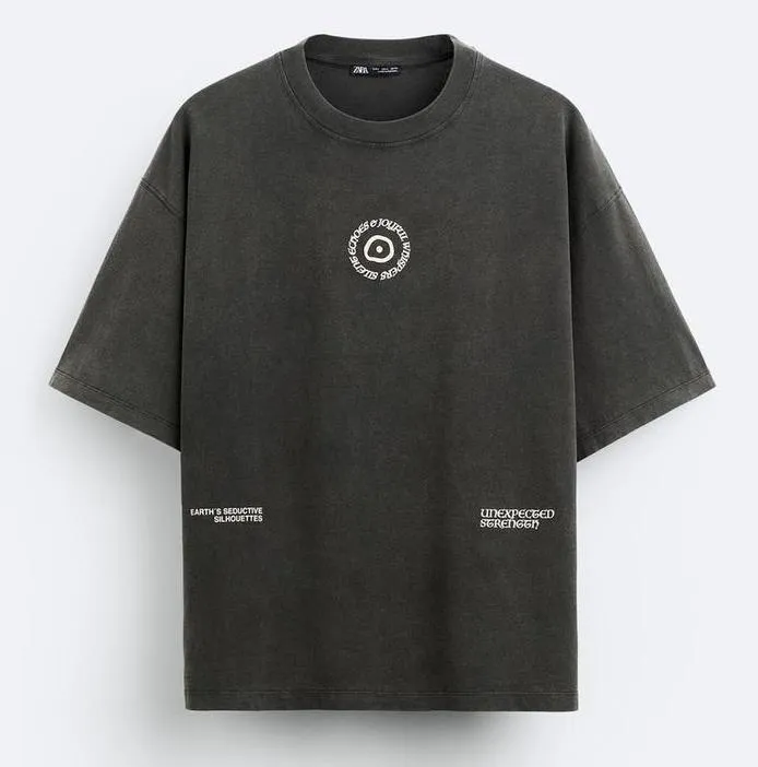 ZARA  |Street Style Short Sleeves Logo T-Shirts