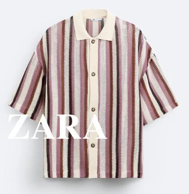 ZARA  |Stripes Short Sleeves Shirts