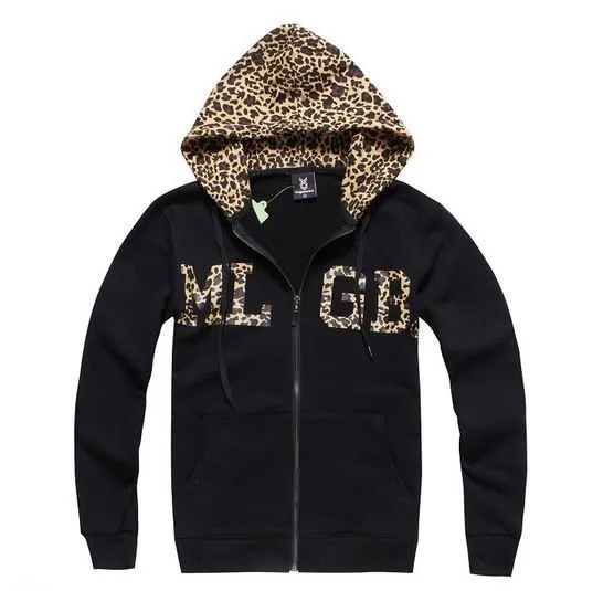 Zip Up Hoodie with Leopard Print Hood and MGLB Animal Swag