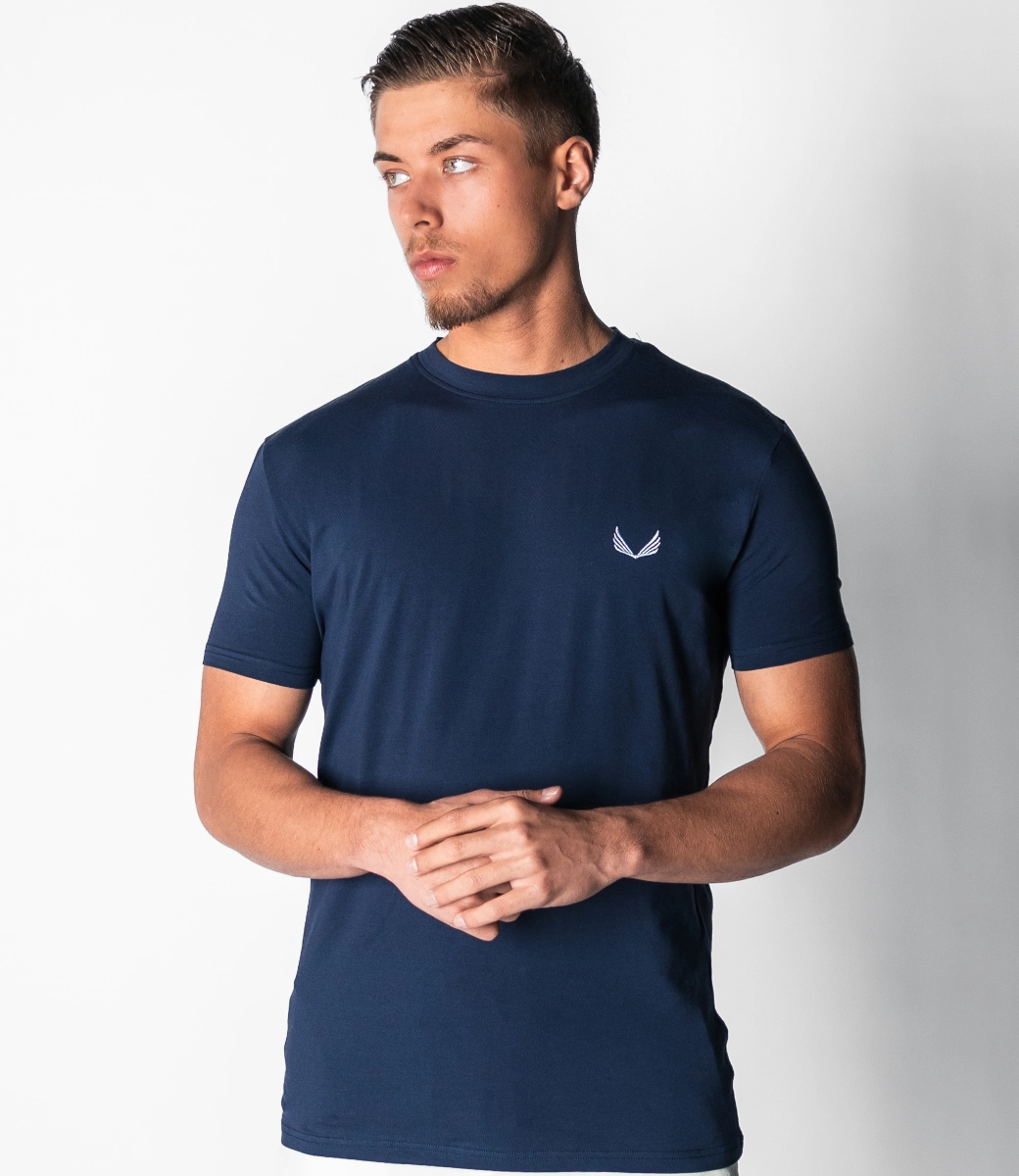 Zumo Slim Fit T-shirts STONE-CONTRAST Navy